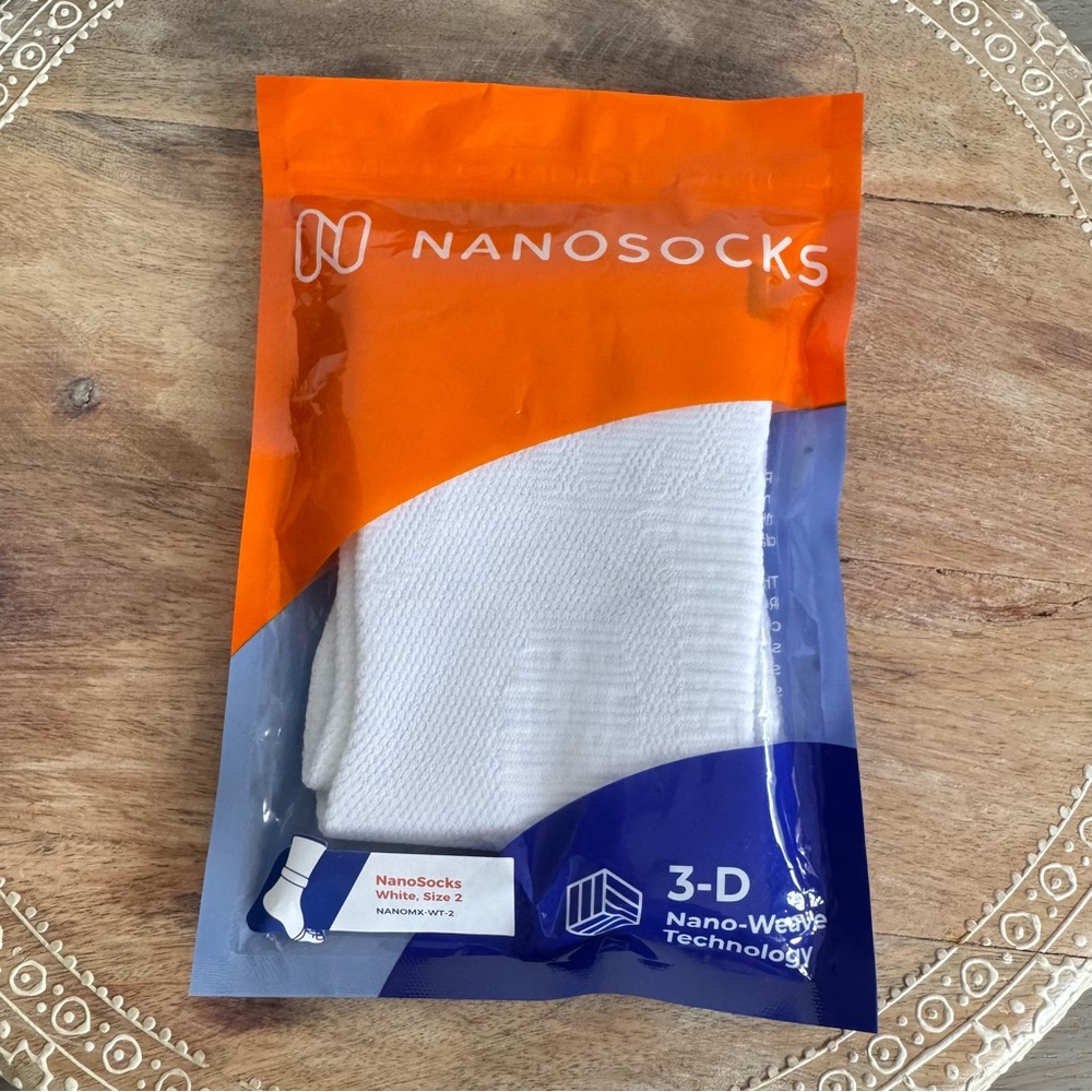 NANOSOCKS Size 2 Medium White Compression Socks Open Toe Unisex Support NEW
